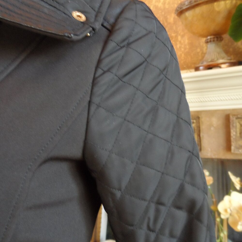 Michael Kors Black Belted Quilted Pea Coat Size PXS - Picture 12 of 16